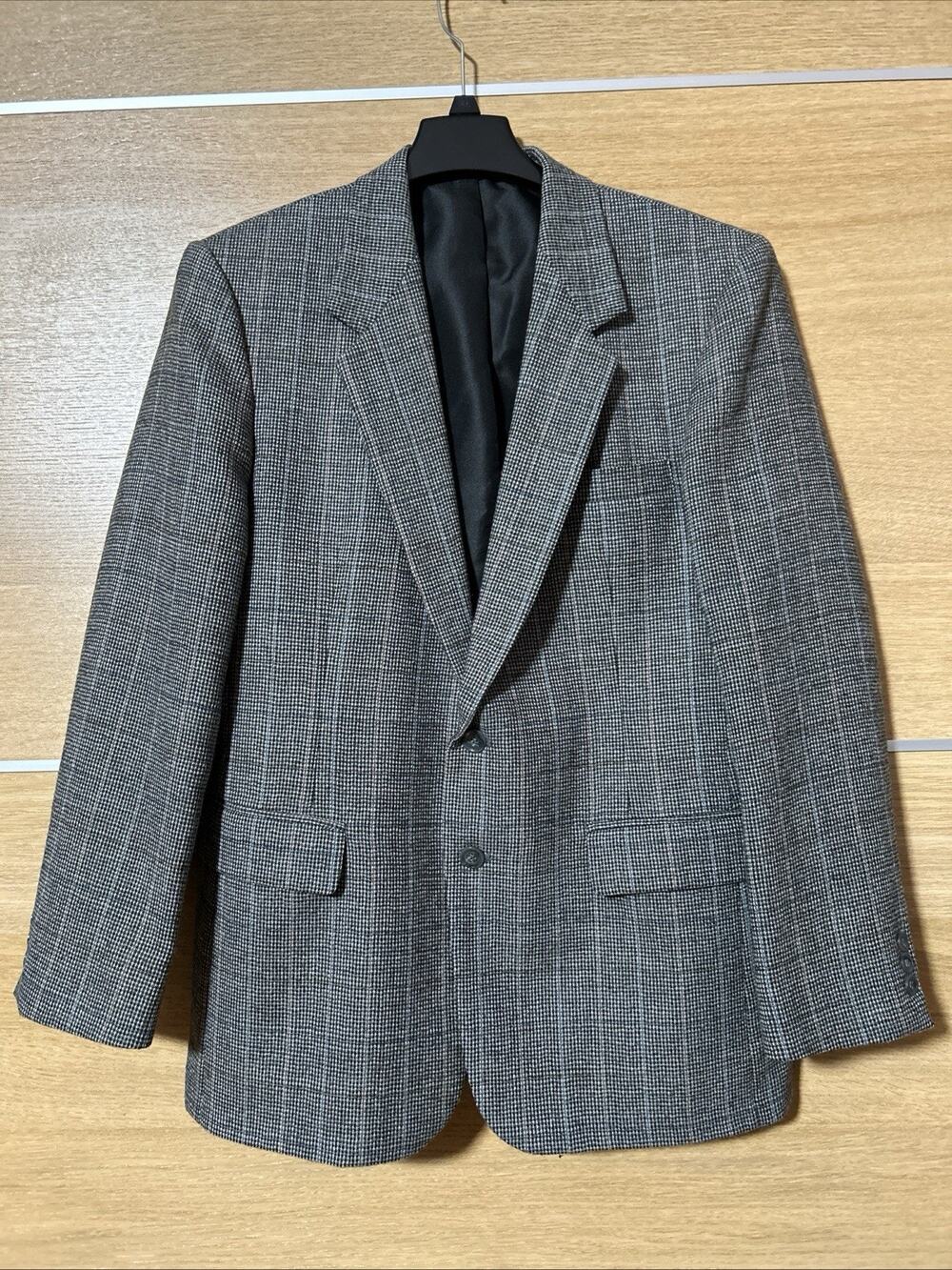 Vintage Gallery by Haggar Tweed 100% Wool Blazer Men's Sz 42 Gray Plaid USA